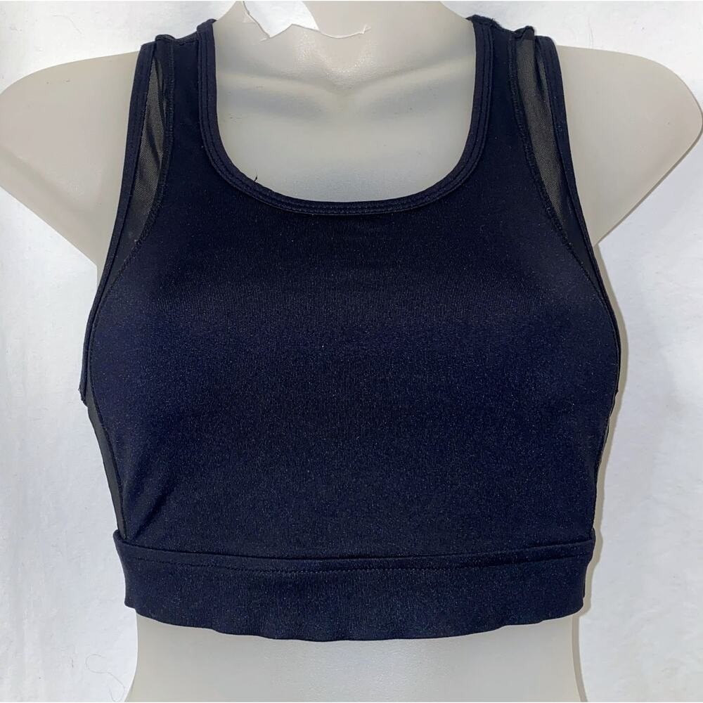 Bebe Sport XS Mesh Block Sports Bra Racerback Athletic Bralette Crop top Black